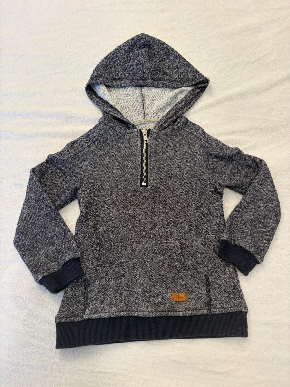 7 For All Mankind Boys Navy Heather Zip-Up Hooded Sweatshirt
